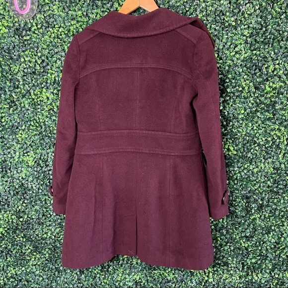 Cole Haan Burgundy Wool Blend Coat Sz 2 - Picture 5 of 11